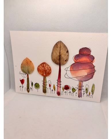 ILUSTRACIÓN acuarela pintada a mano con hoja natural