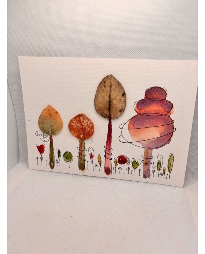 ILUSTRACIÓN acuarela pintada a mano con hoja natural