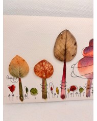 ILUSTRACIÓN acuarela pintada a mano con hoja natural