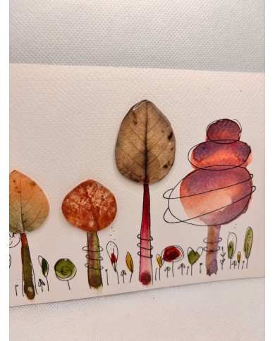 ILUSTRACIÓN acuarela pintada a mano con hoja natural