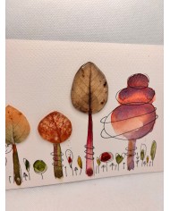 ILUSTRACIÓN acuarela pintada a mano con hoja natural