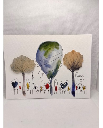 ILUSTRACIÓN acuarela pintada a mano con hoja natural