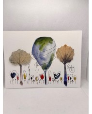 ILUSTRACIÓN acuarela pintada a mano con hoja natural