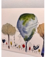 ILUSTRACIÓN acuarela pintada a mano con hoja natural