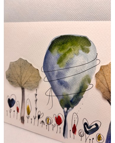 ILUSTRACIÓN acuarela pintada a mano con hoja natural