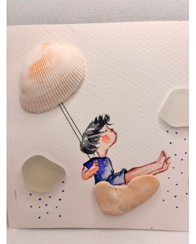 ILUSTRAIÓN acuarela pintada a mano con cristal marino