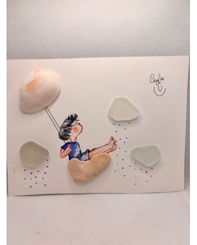 ILUSTRAIÓN acuarela pintada a mano con cristal marino