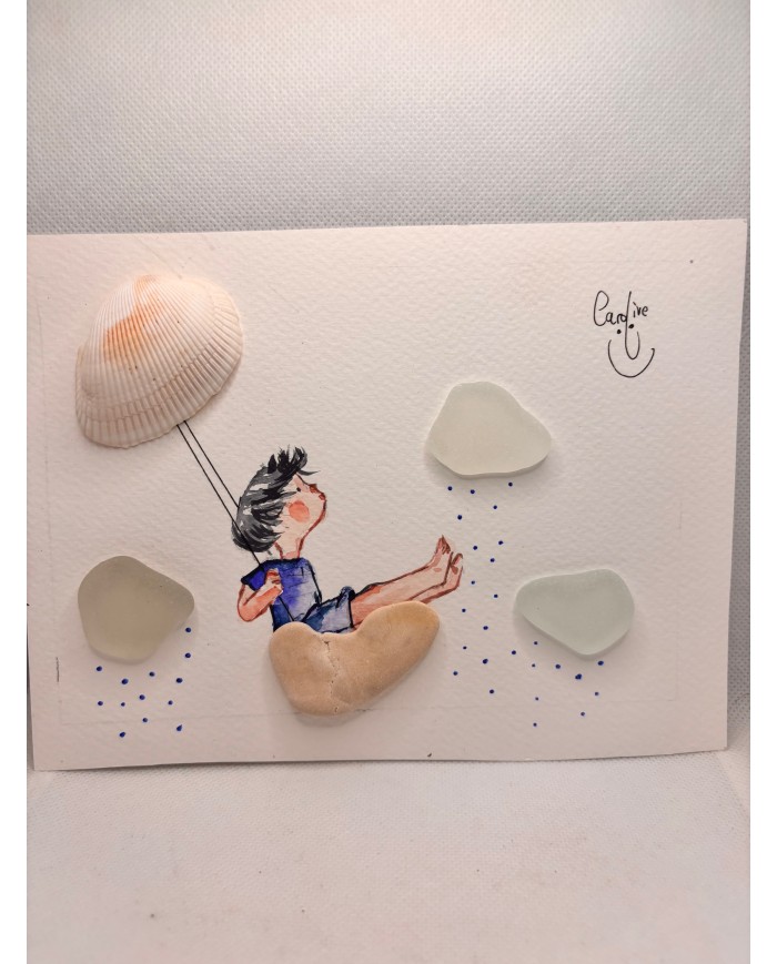 ILUSTRAIÓN acuarela pintada a mano con cristal marino
