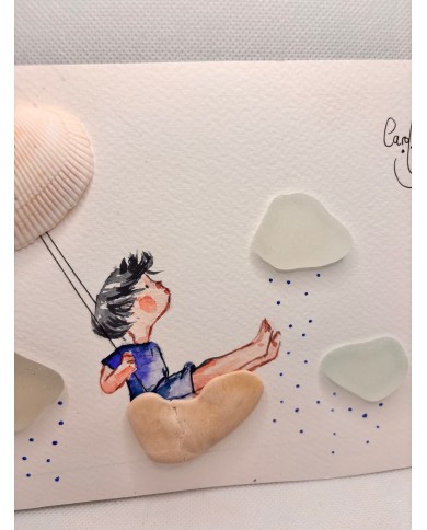 ILUSTRAIÓN acuarela pintada a mano con cristal marino