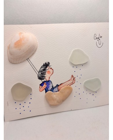 ILUSTRAIÓN acuarela pintada a mano con cristal marino