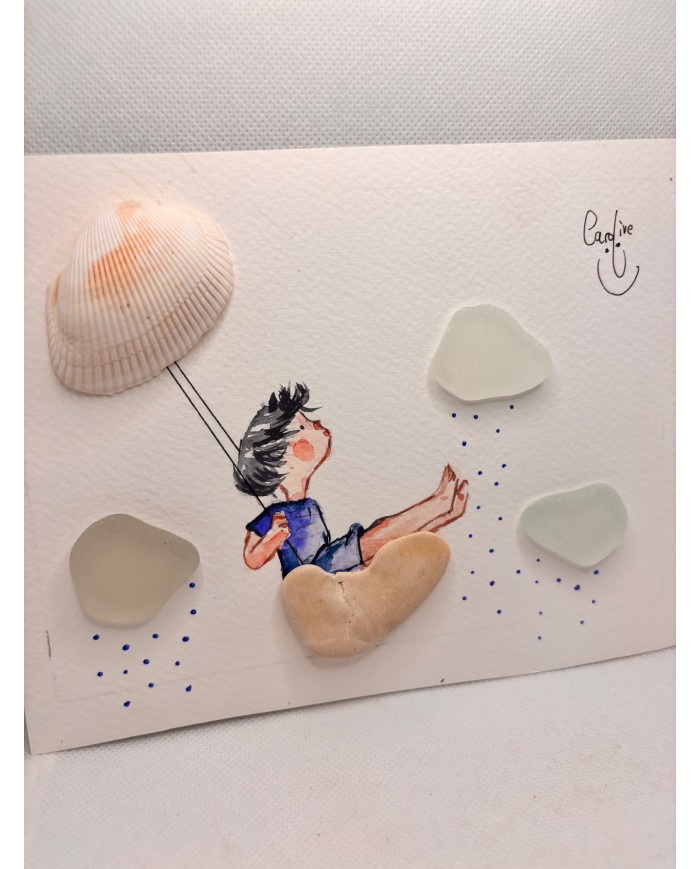 ILUSTRAIÓN acuarela pintada a mano con cristal marino