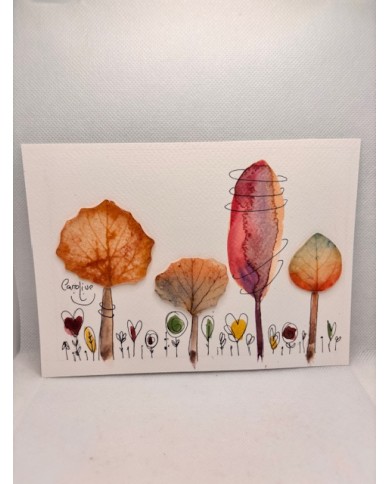 ILUSTRACIÓN acuarela pintada a mano con hoja natural