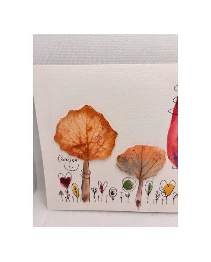 ILUSTRACIÓN acuarela pintada a mano con hoja natural