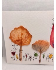 ILUSTRACIÓN acuarela pintada a mano con hoja natural