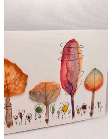 ILUSTRACIÓN acuarela pintada a mano con hoja natural