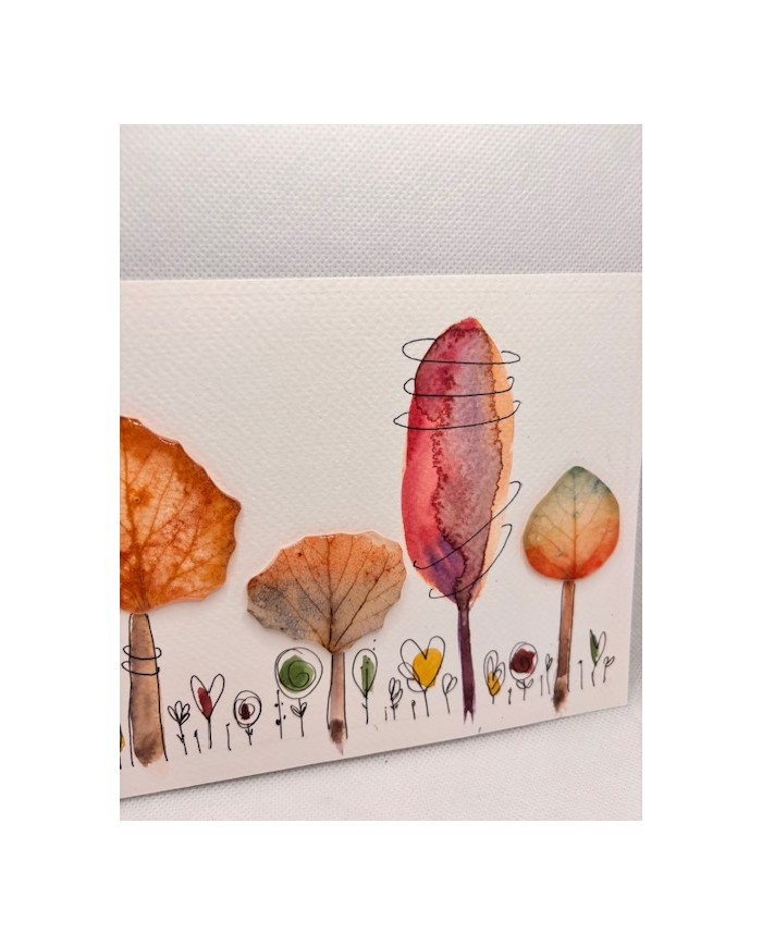 ILUSTRACIÓN acuarela pintada a mano con hoja natural