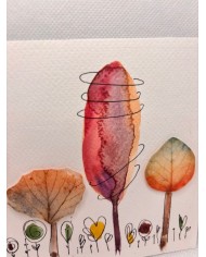 ILUSTRACIÓN acuarela pintada a mano con hoja natural