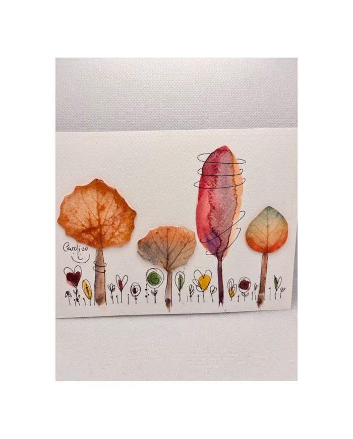 ILUSTRACIÓN acuarela pintada a mano con hoja natural