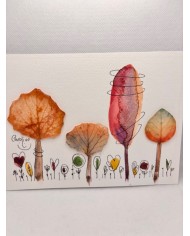 ILUSTRACIÓN acuarela pintada a mano con hoja natural