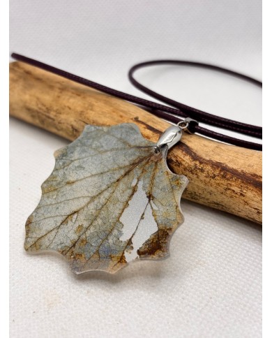 COLLAR de hoja natural de álamo artesano