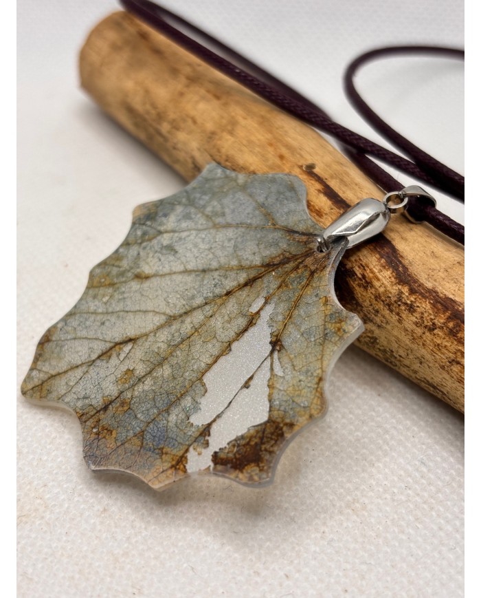 COLLAR de hoja natural de álamo artesano