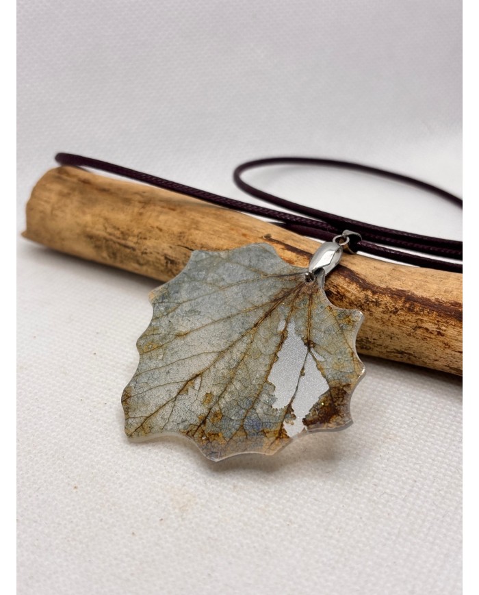 COLLAR de hoja natural de álamo artesano
