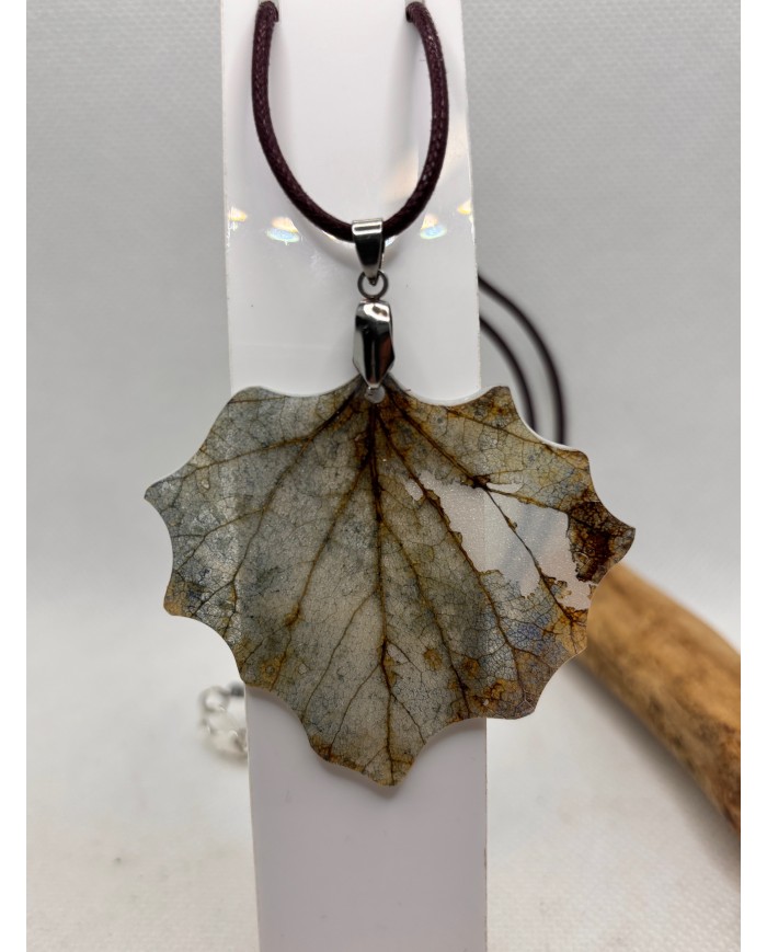 COLLAR de hoja natural de álamo artesano