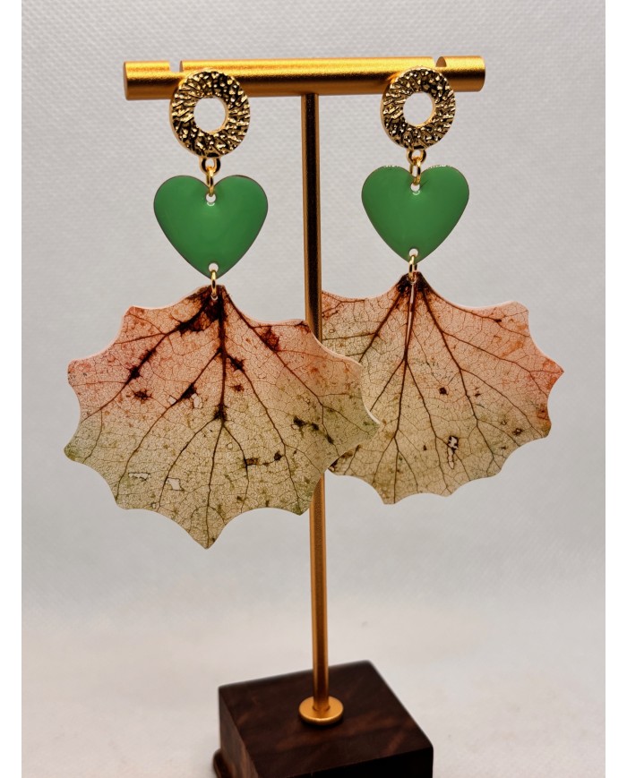 EDICIÓN LIMITADA "TODO AMOR" pendientes artesanos de hoja natural