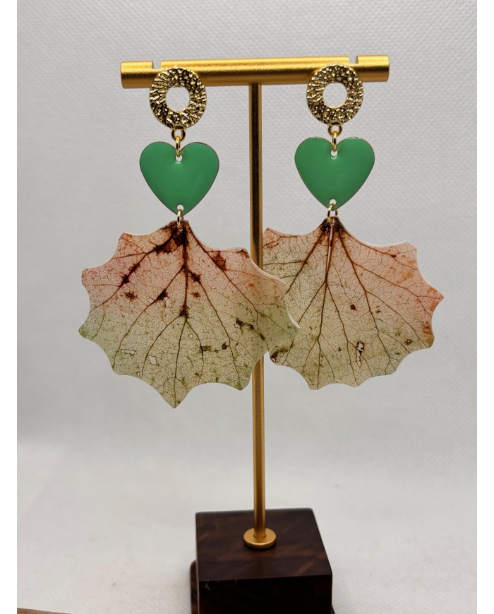 EDICIÓN LIMITADA "TODO AMOR" pendientes artesanos de hoja natural