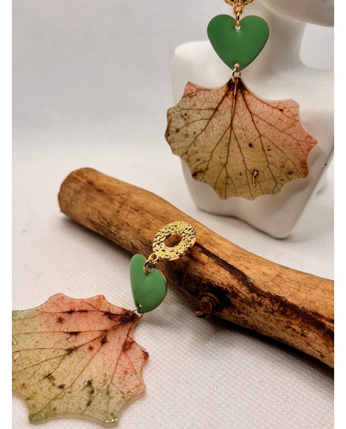 EDICIÓN LIMITADA "TODO AMOR" pendientes artesanos de hoja natural