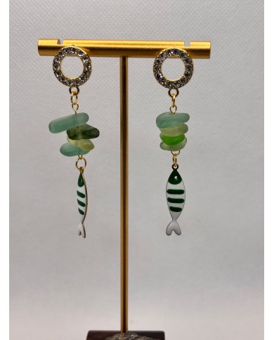 PENDIENTES DE CRISTAL MARINO artesanos