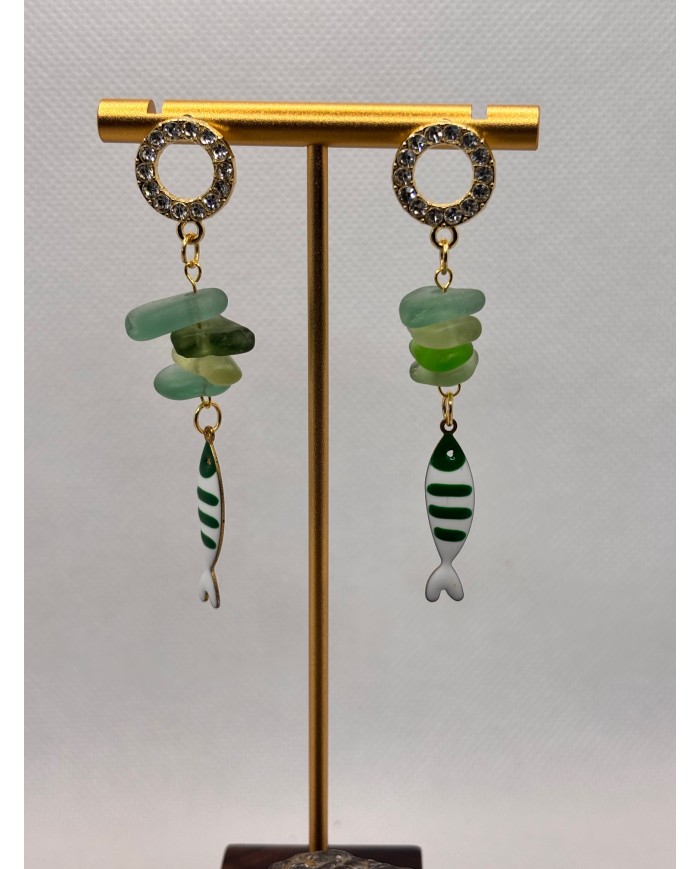 PENDIENTES DE CRISTAL MARINO artesanos