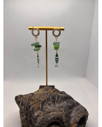 PENDIENTES DE CRISTAL MARINO artesanos