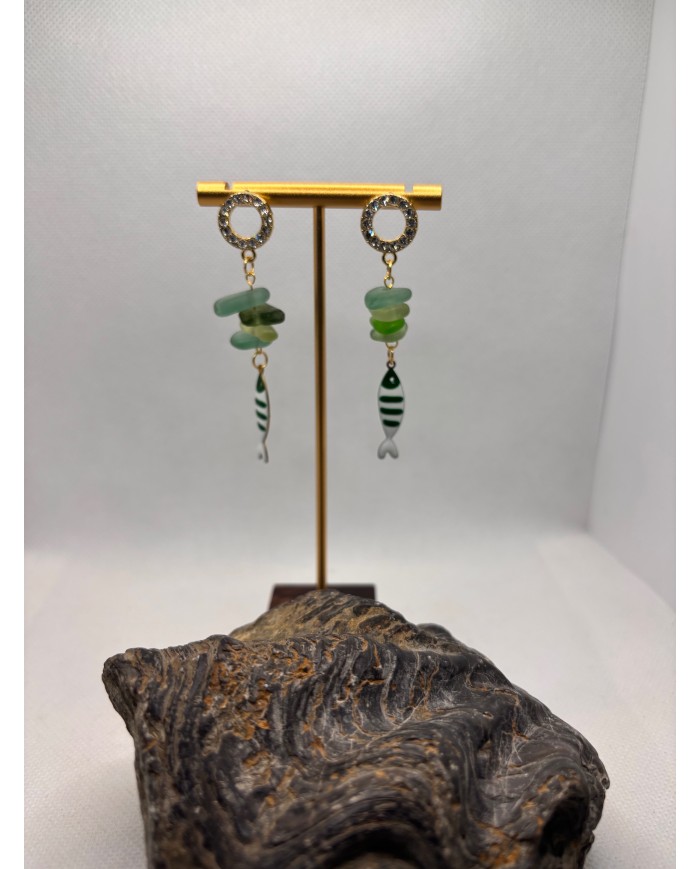 PENDIENTES DE CRISTAL MARINO artesanos