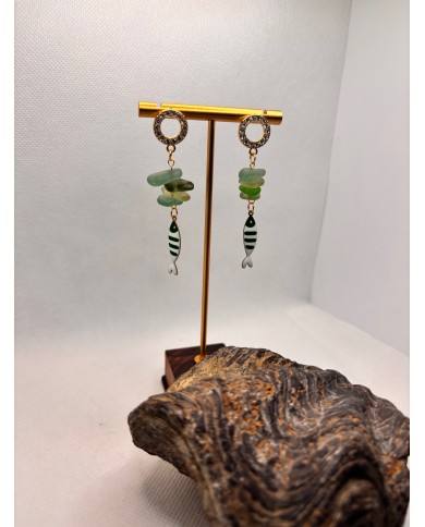 PENDIENTES DE CRISTAL MARINO artesanos