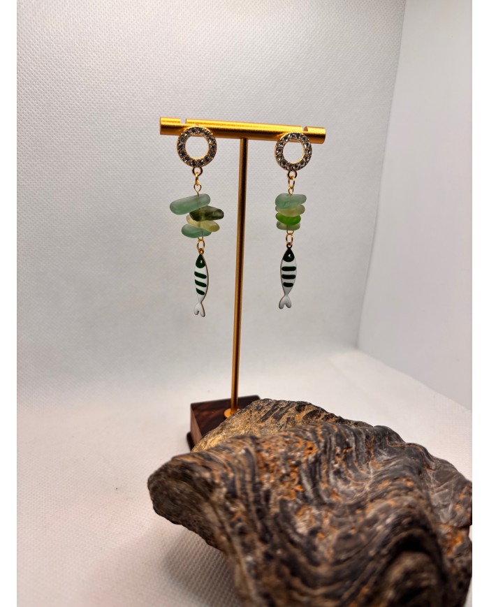 PENDIENTES DE CRISTAL MARINO artesanos