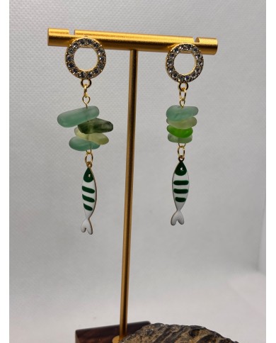 PENDIENTES DE CRISTAL MARINO artesanos