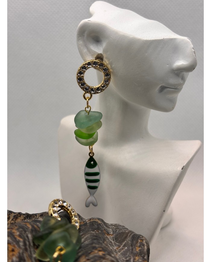 PENDIENTES DE CRISTAL MARINO artesanos