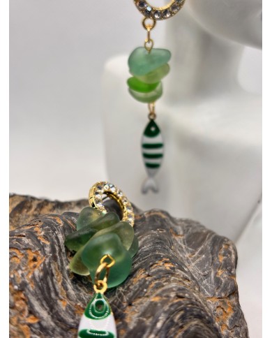 PENDIENTES DE CRISTAL MARINO artesanos