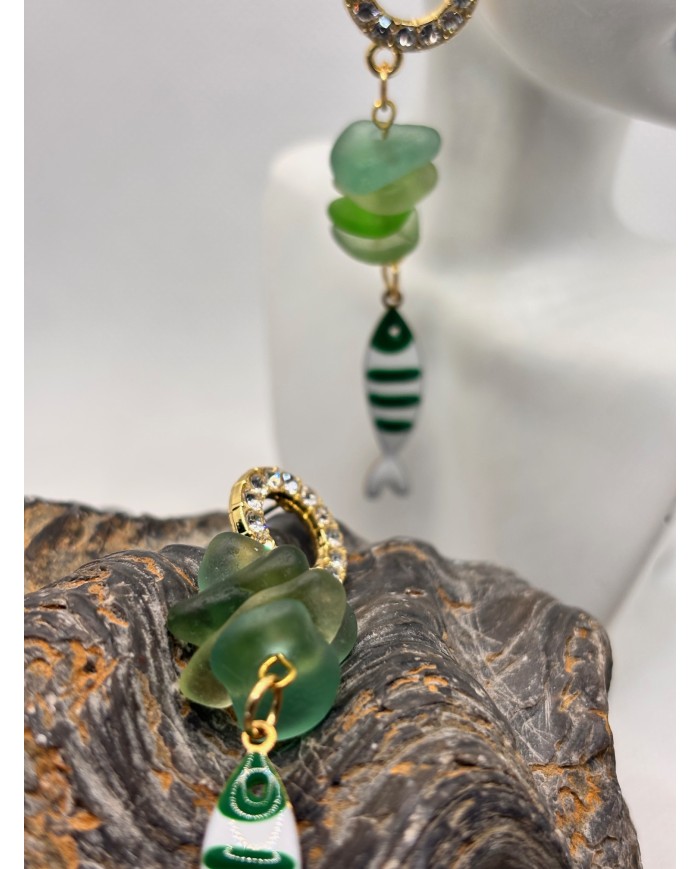 PENDIENTES DE CRISTAL MARINO artesanos