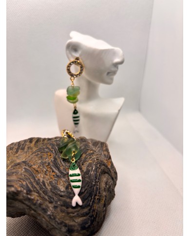 PENDIENTES DE CRISTAL MARINO artesanos