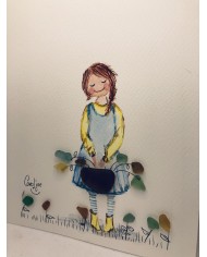 Ilustración artesanal pintada a  mano y cristal marino