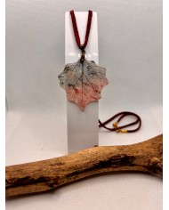 COLLAR ARTESANO HOJA NATURAL esqueletizada