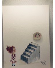 Ilustración pintada a mano con acuarela y cristal marino