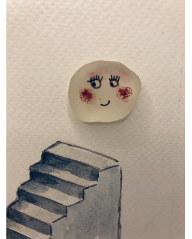 Ilustración pintada a mano con acuarela y cristal marino