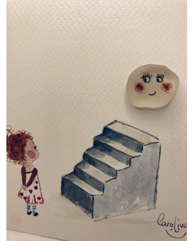 Ilustración pintada a mano con acuarela y cristal marino