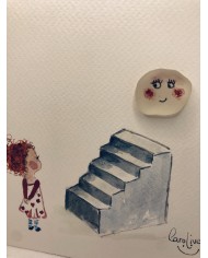 Ilustración pintada a mano artesanal con cristal marino