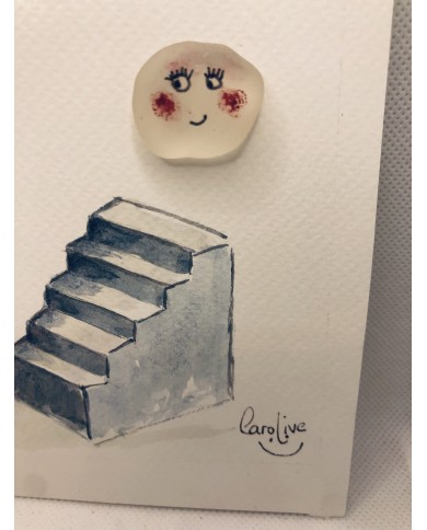 Ilustración pintada a mano con acuarela y cristal marino