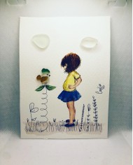 Ilustración pintada a mano artesanal con cristal marino