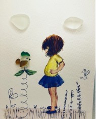 Ilustración pintada a mano artesanal con cristal marino